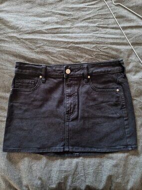 Women's Black Denim Mini Skirt Size S